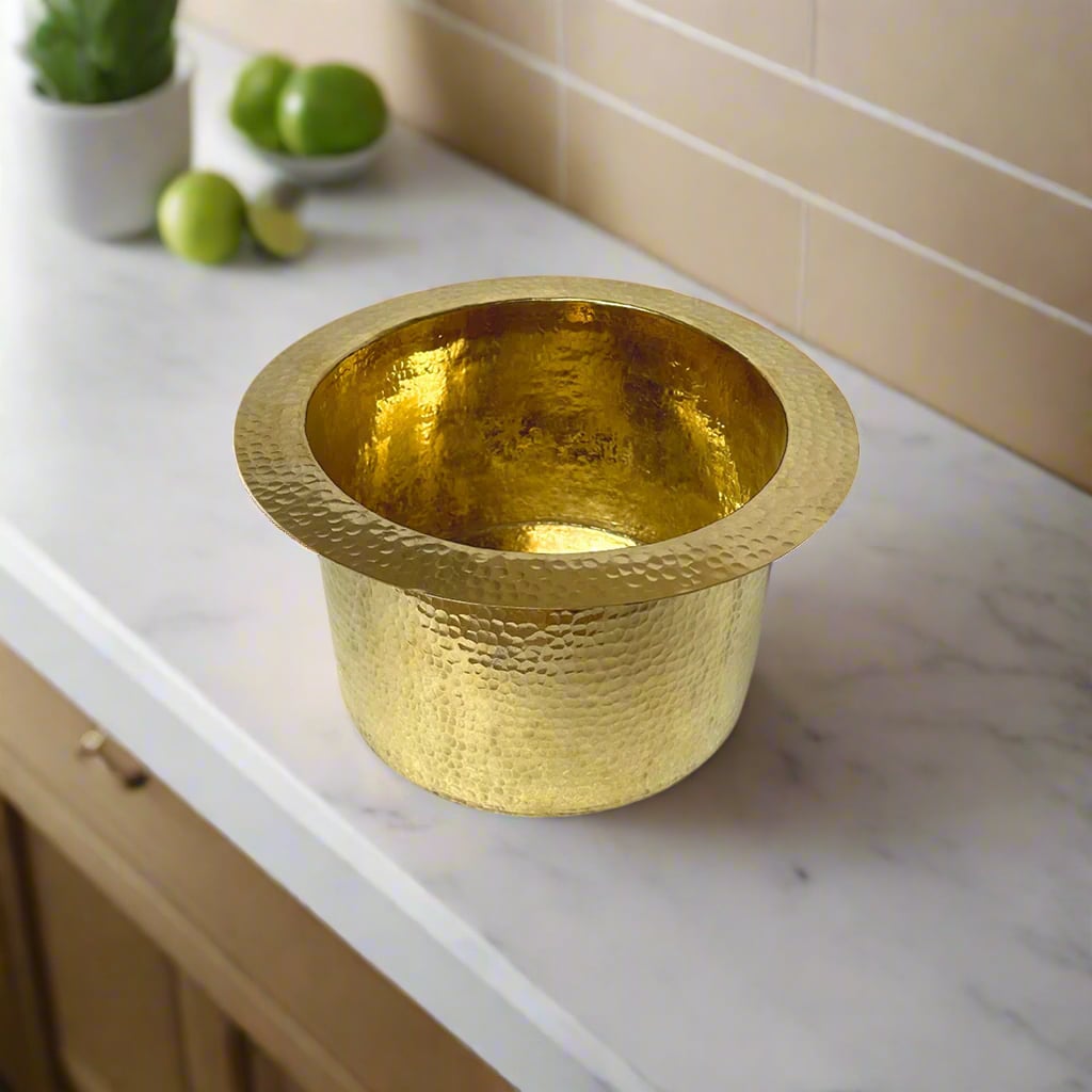 Hammered Unlacquered Brass Bar Sink