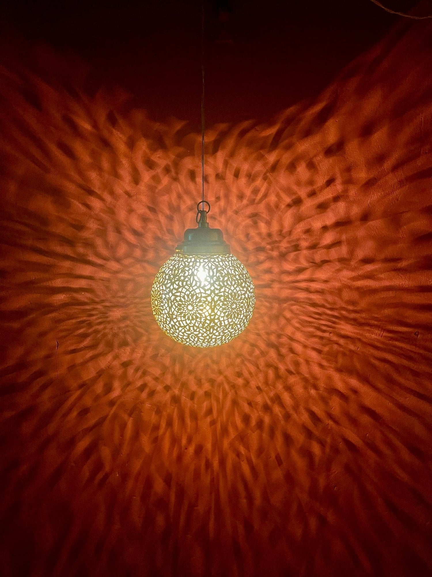 Handcrafted Solid Brass Pendant Light - Moroccan Design Ceiling Lamp