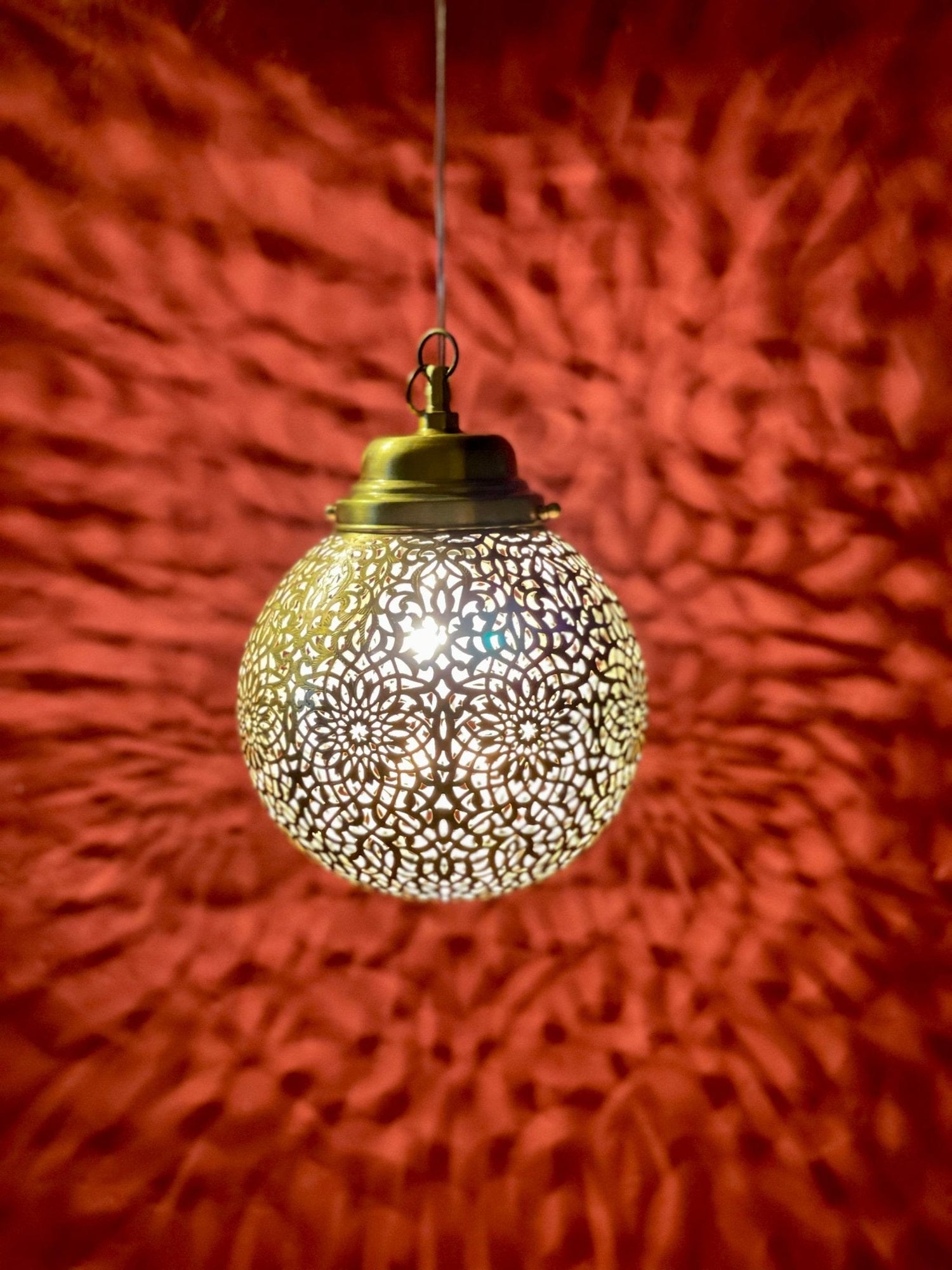 Handcrafted Solid Brass Pendant Light - Moroccan Design Ceiling Lamp