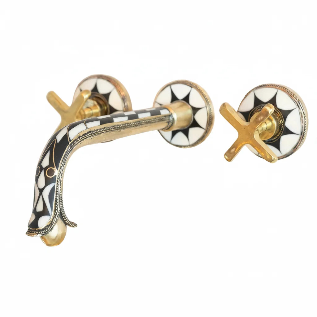 Elegant Handcrafted Brass Wall Mounted Faucet for Luxury Bathrooms