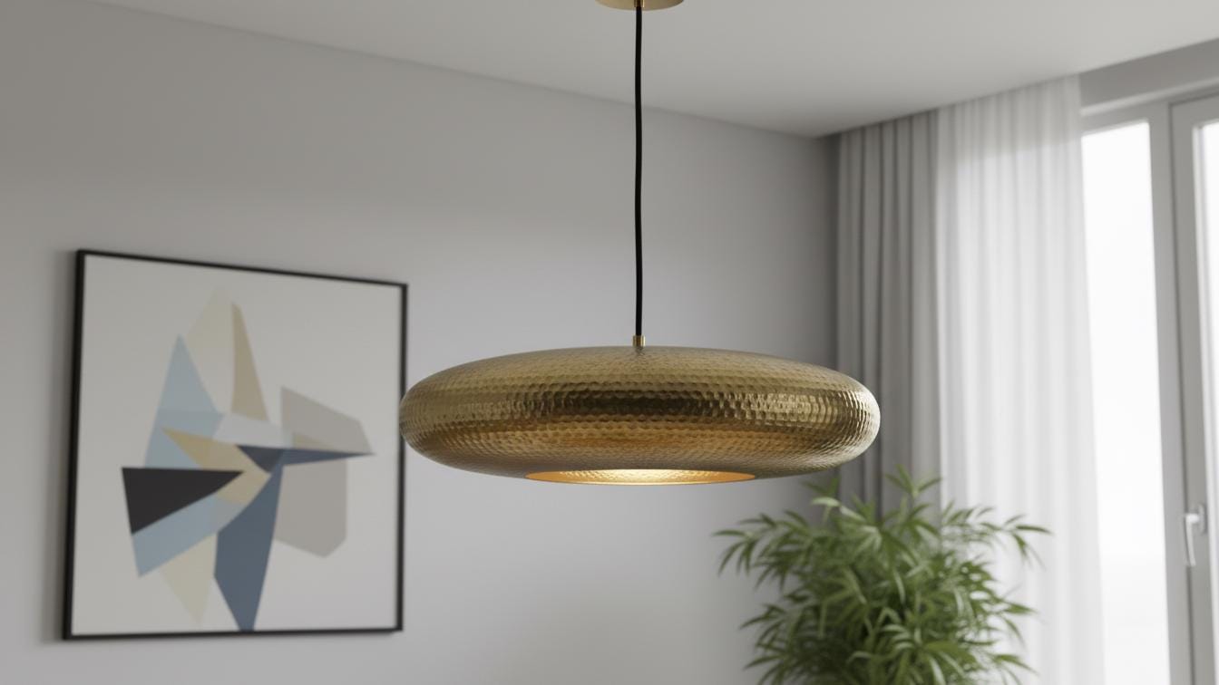 Handmade Antique Brass Pendant Light - Hammered Gold Hanging Lamp