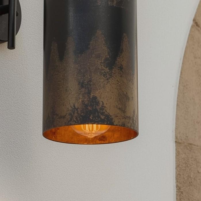 Handmade Black Patina Wall Sconce: Rustic Copper Interior Light