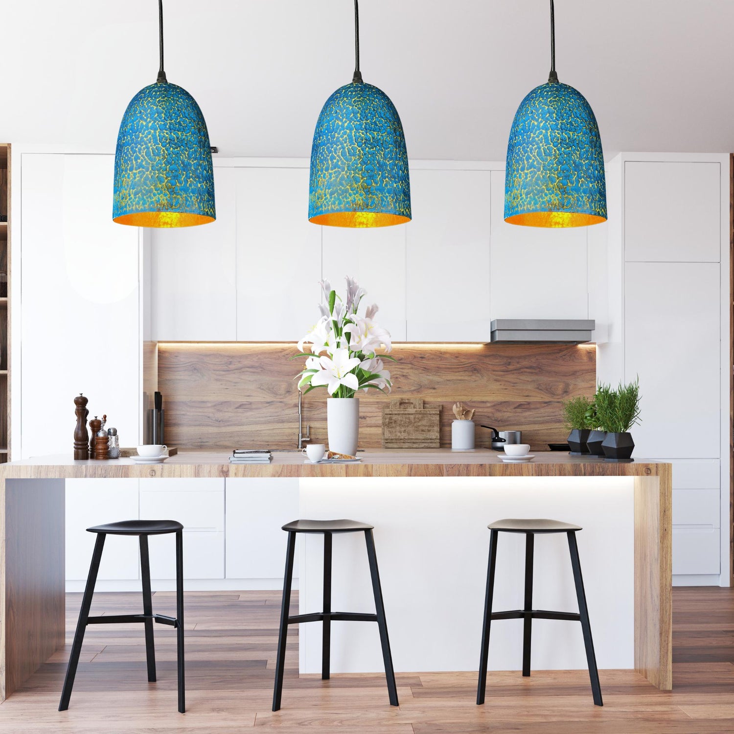 Handmade Blue Patina Brass Pendant Light: Rustic Dome Ceiling Lamp