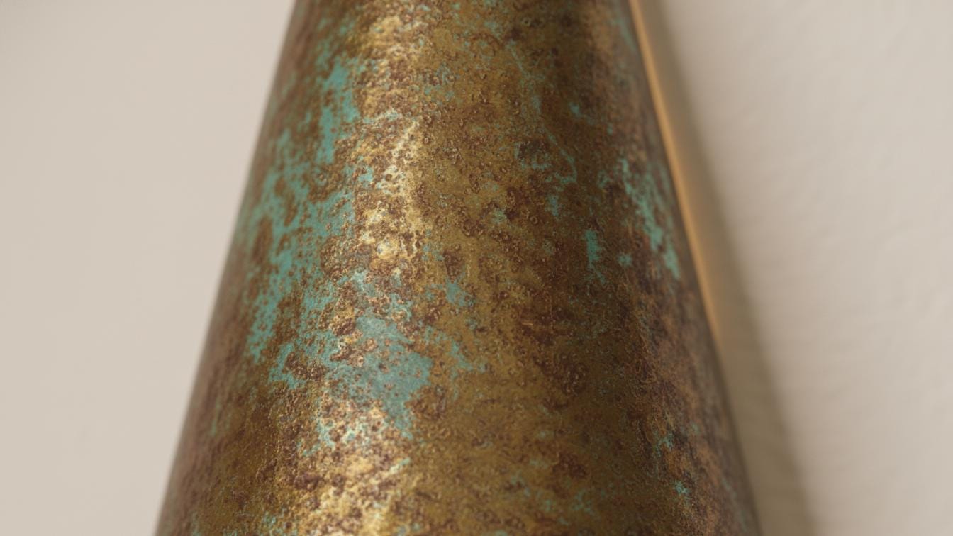 Handmade Brass Conical Sconce - Rustic Artisan Mediterranean Wall Light