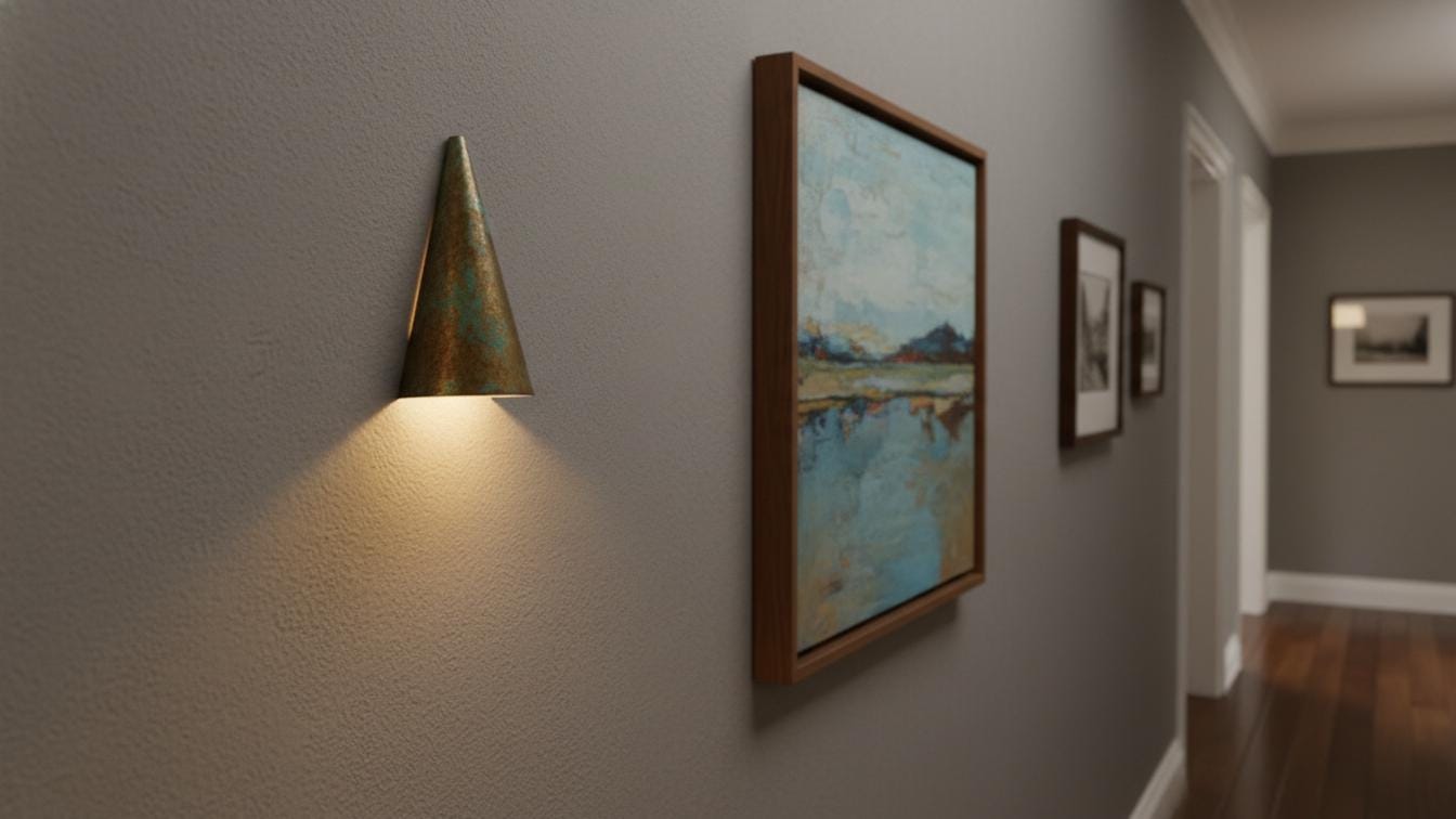 Handmade Brass Conical Sconce - Rustic Artisan Mediterranean Wall Light