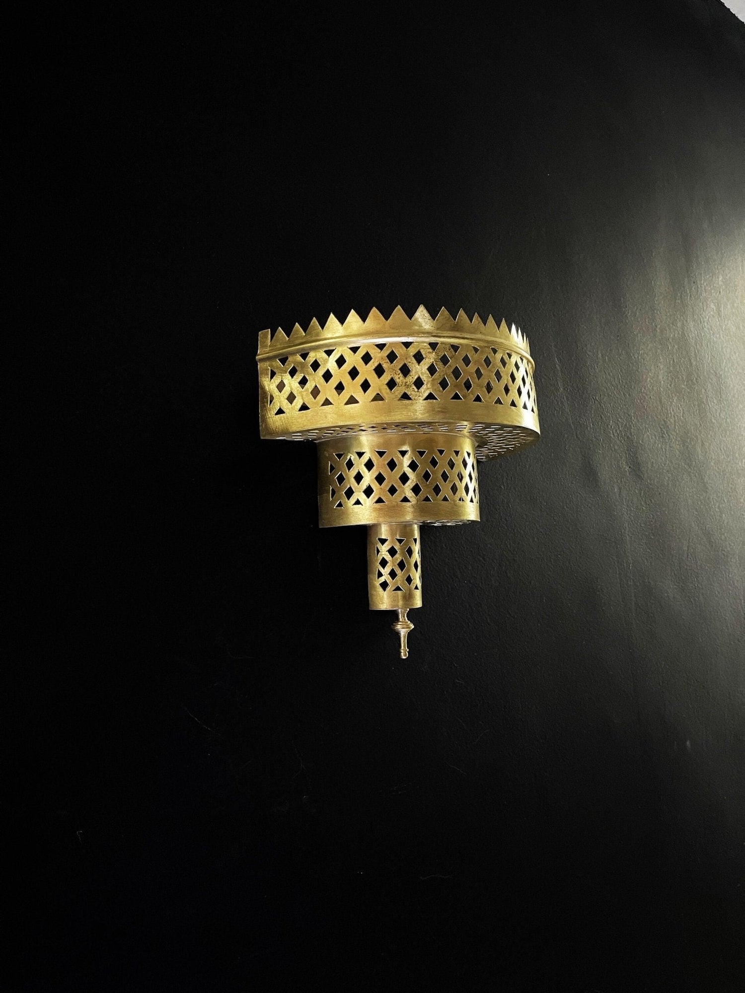 Handmade Brass Wall Sconce - Boho Gold Moroccan Decorative Light