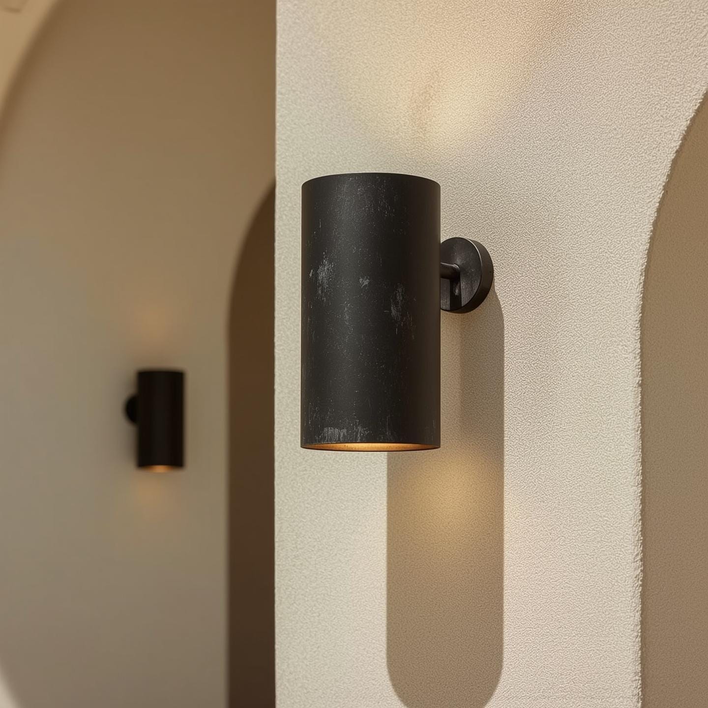 Handmade Brass Wall Sconce: Matte Black Minimalist Cylinder Light