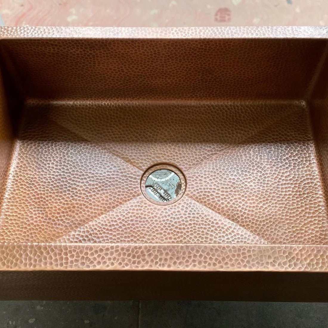 Handmade Hammered Copper Farmhouse Sink with Apron Front