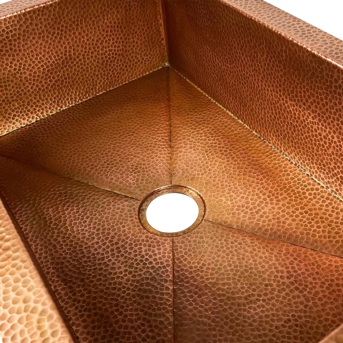 Handmade Hammered Copper Farmhouse Sink with Apron Front
