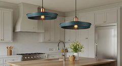 Handmade Copper Patina Pendant Light – Rustic Farmhouse Ceiling Lamp for Kitchen Island & Dining Room - Brasska