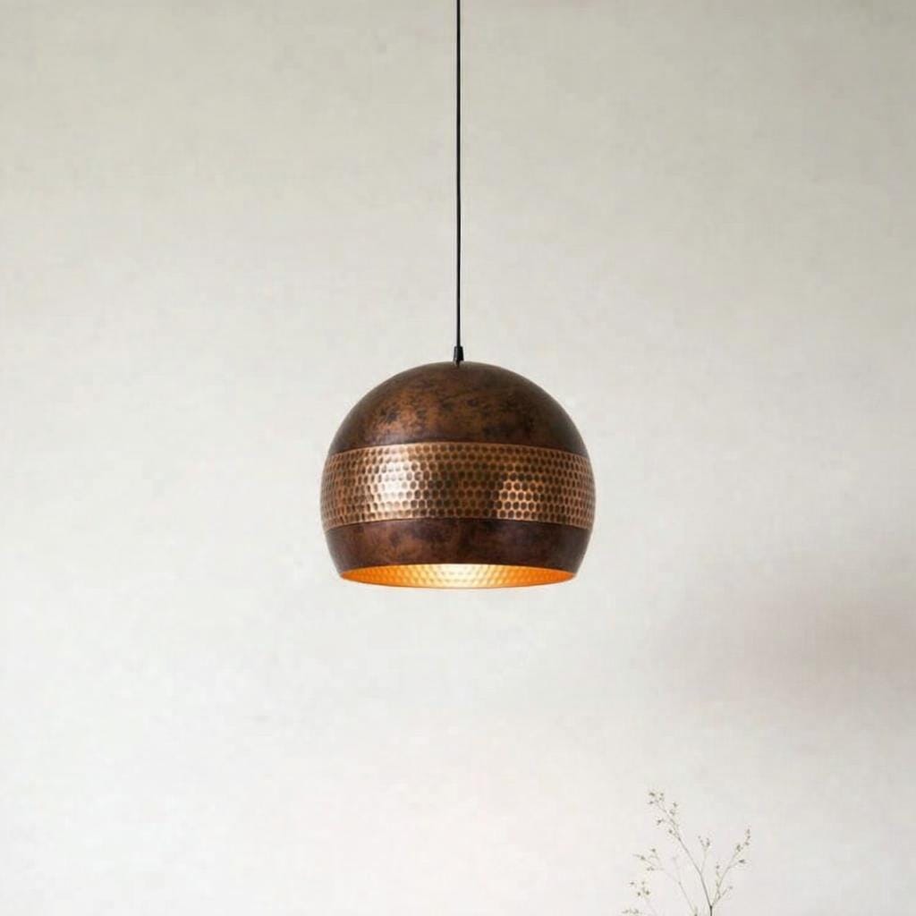 Handmade Copper Pendant Light, Antique Hammered Ceiling Lamp, Rustic Dome Light, Kitchen Island Lighting, Modern Farmhouse Decor