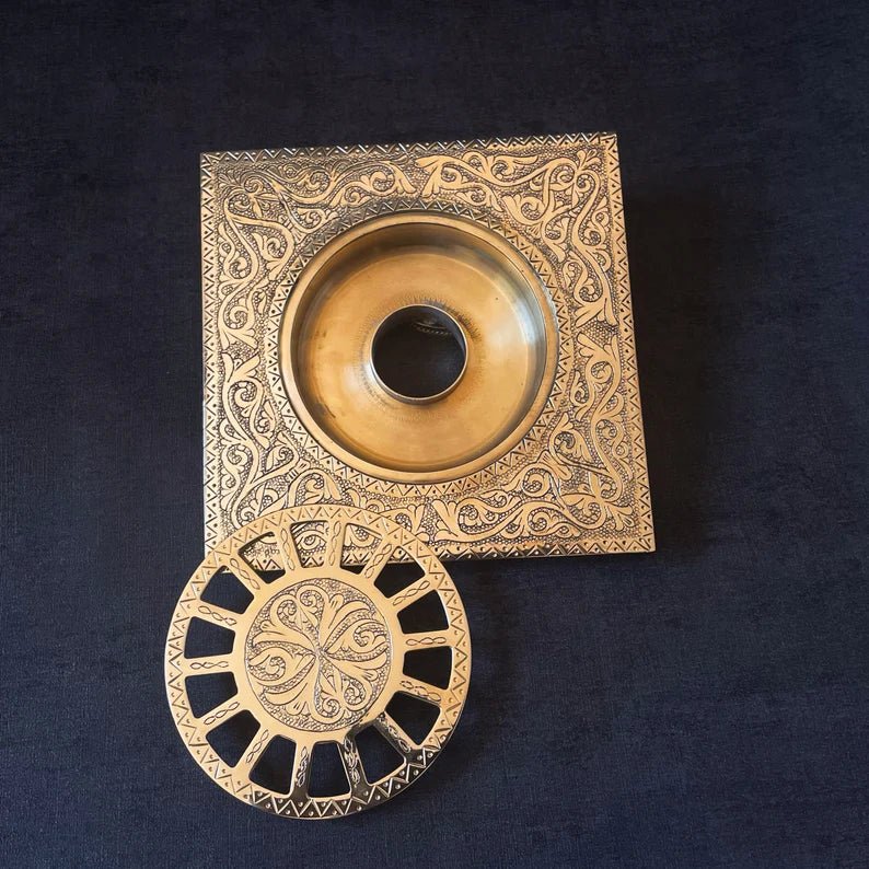 Handmade Copper Shower Drain Cover with Moroccan Engraving