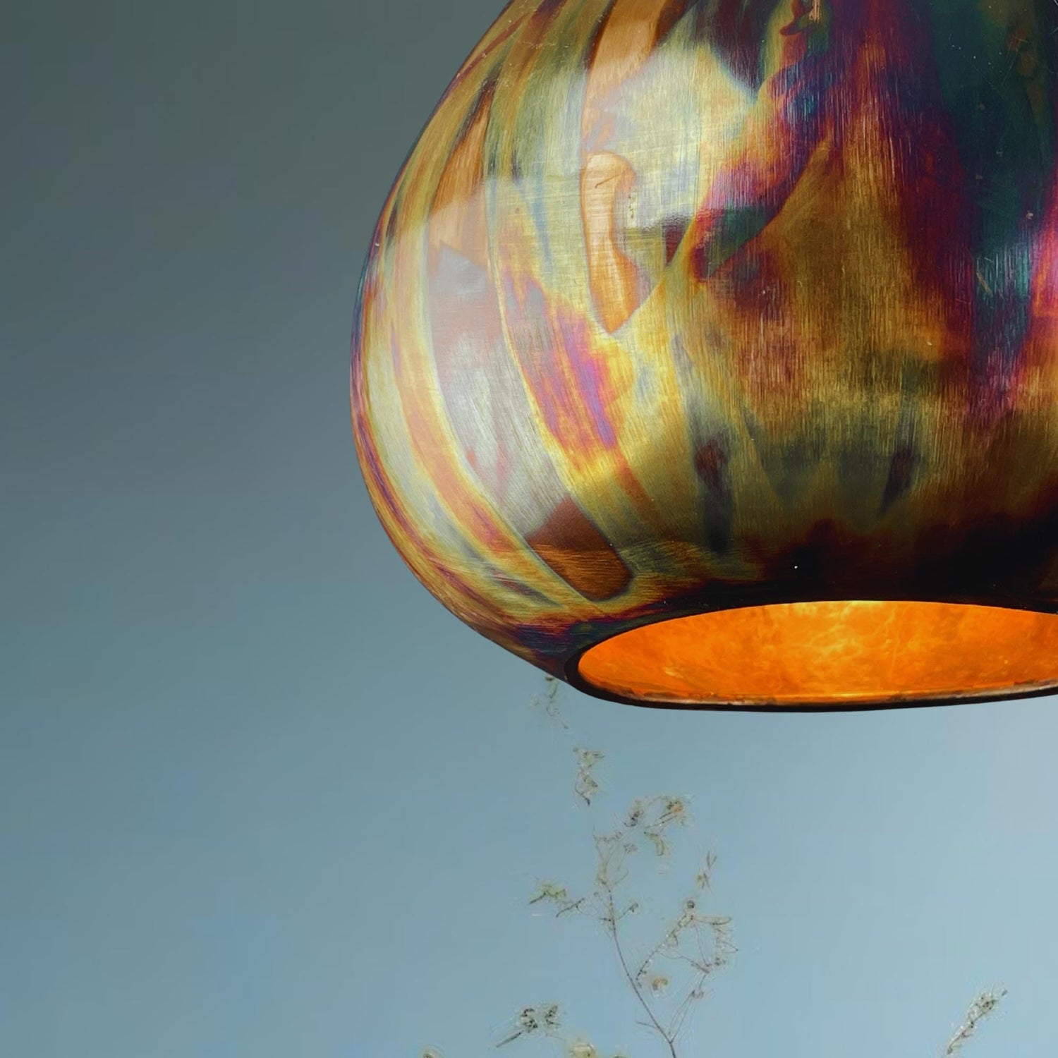 Handmade Copper Teardrop Pendant Light: Rustic Patina Ceiling Lamp