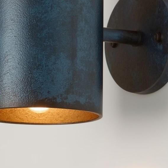 Handmade Copper Wall Sconce: Dark Blue Patina, Industrial Accent Light