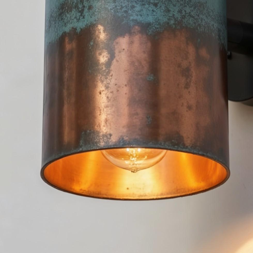 Handmade Copper Wall Sconce: Vintage Patina Cone Light