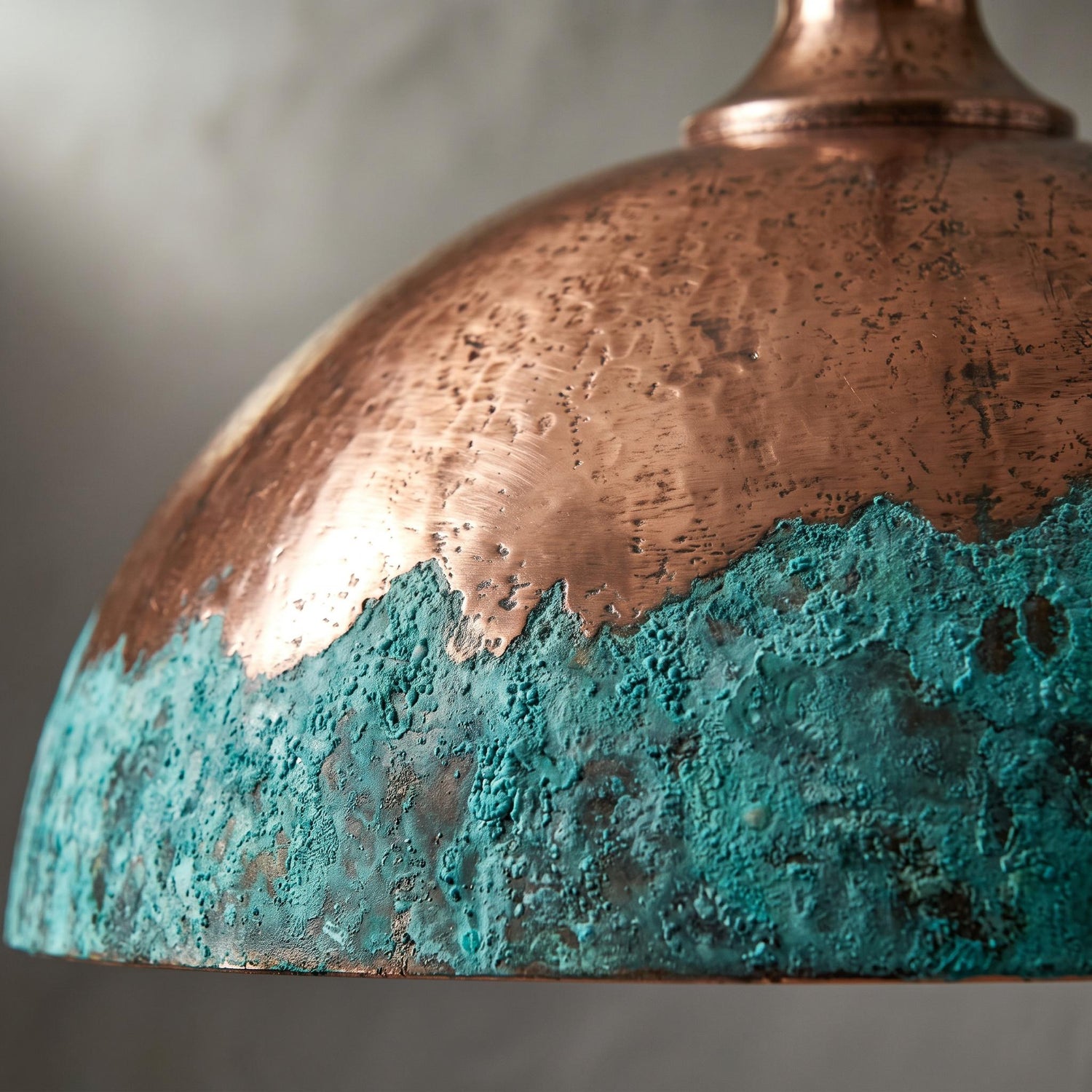 Handmade Green Patina Copper Pendant Light: Moroccan Boho Decor