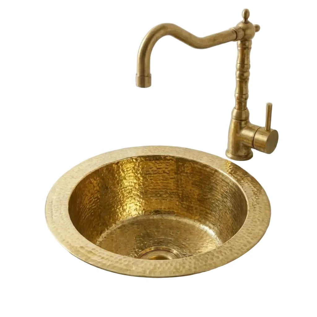 Handmade Hammered Brass Round Sink for Luxury Bathrooms and Kitchens