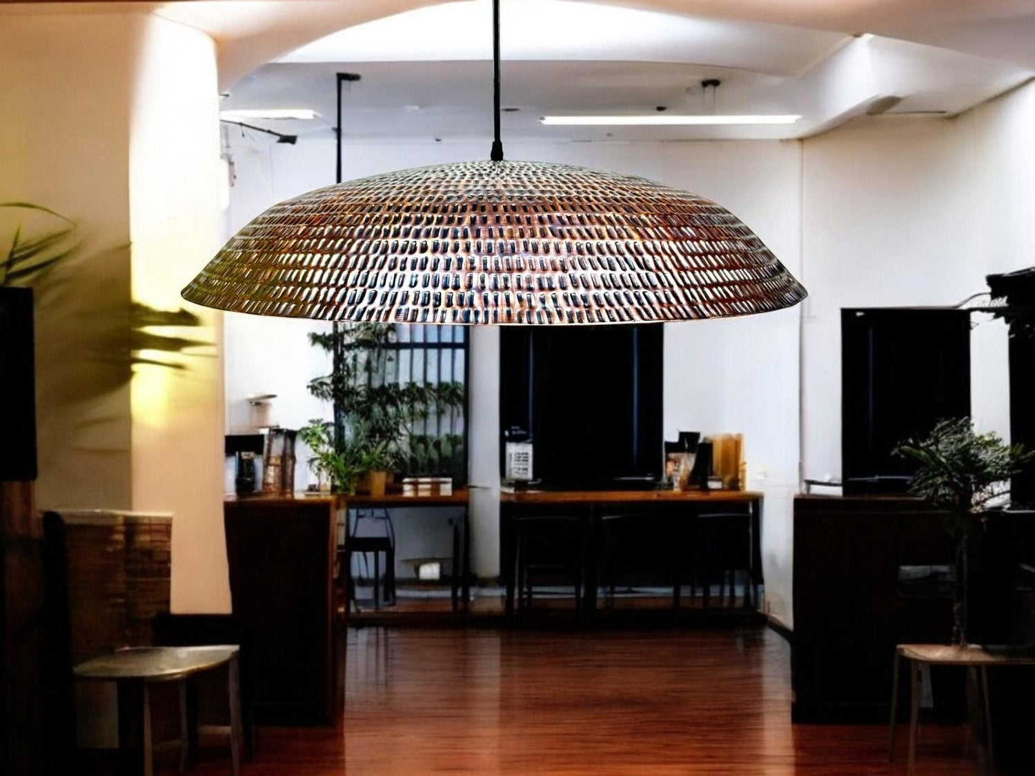 Handmade Hammered Copper Pendant Light - Large Dome Farmhouse Lamp