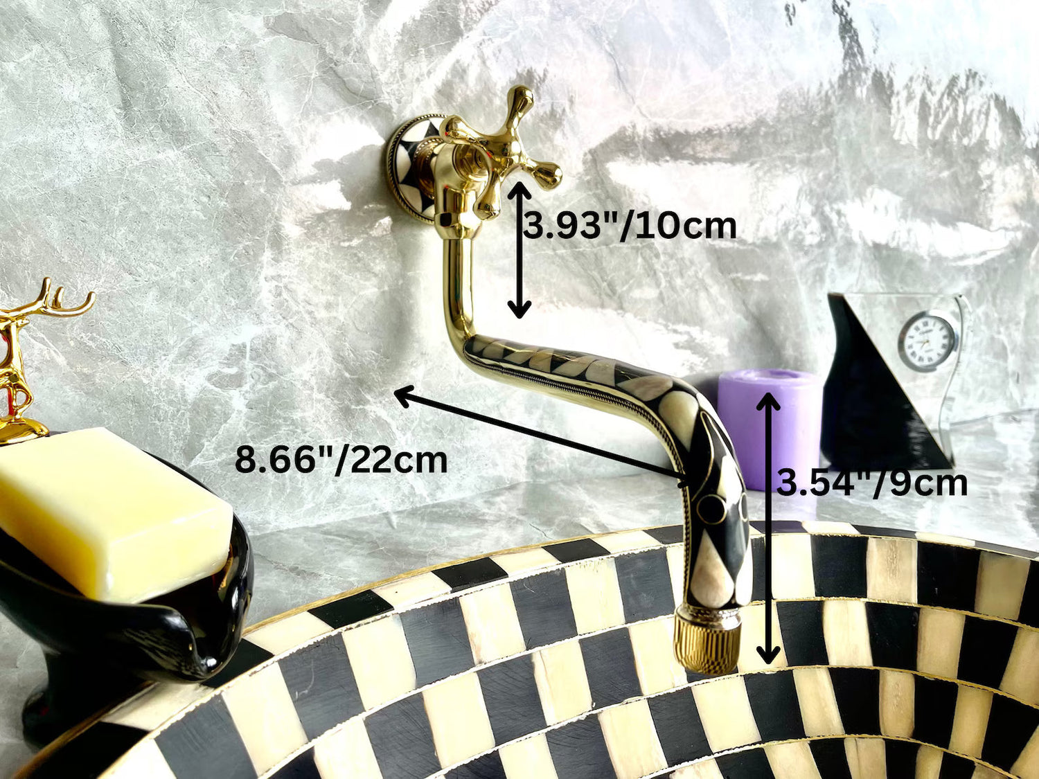 Unlacquered Brass Kitchen Pot Filler - Single Handle Wall Mount Faucet