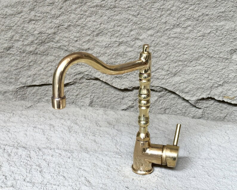 Unlacquered Single Handle Deck Mount Faucet