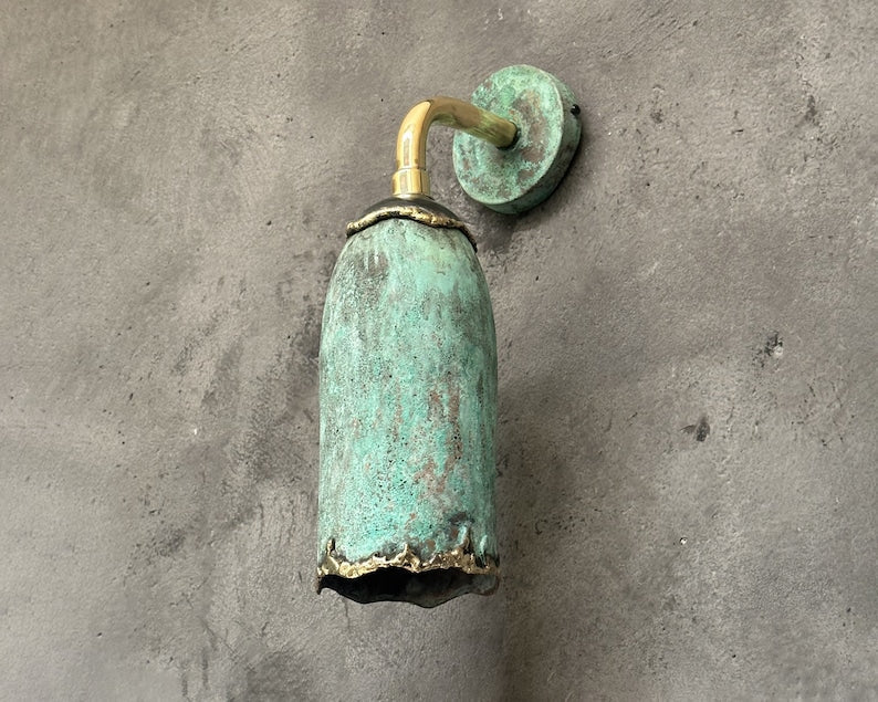 Outdoor Copper Scone Light, Cylinder Pendant Light, Green Patina Wall Pendant Light