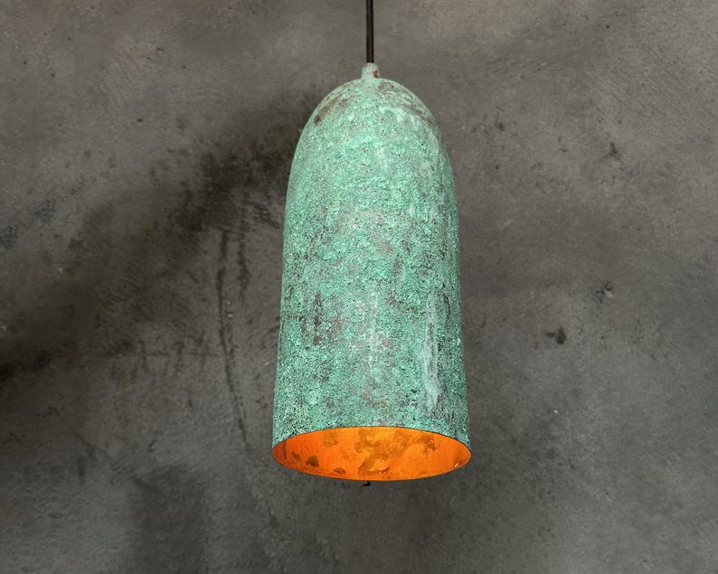 Set Of 3 Oxidized Copper Pendant  Farmhouse Lighting