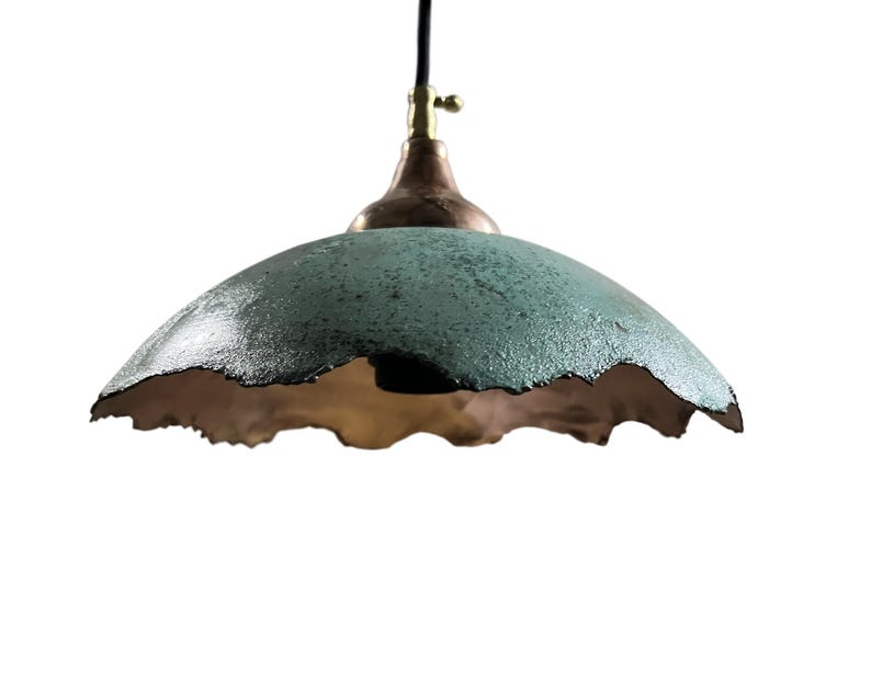Green Kitchen Island Lighting, Green Patina Pendant Light