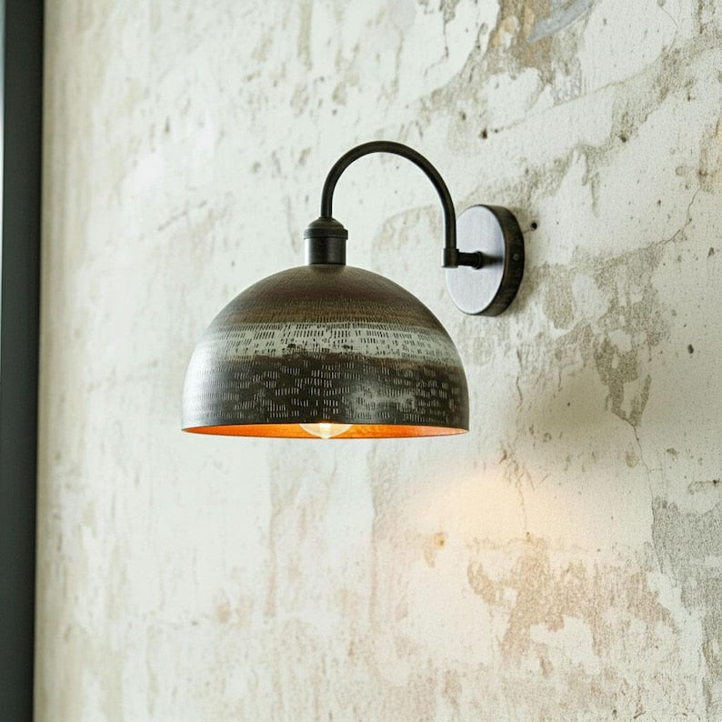 Vintage Copper Wall Sconce – Rustic Dome Farmhouse Light Fixture