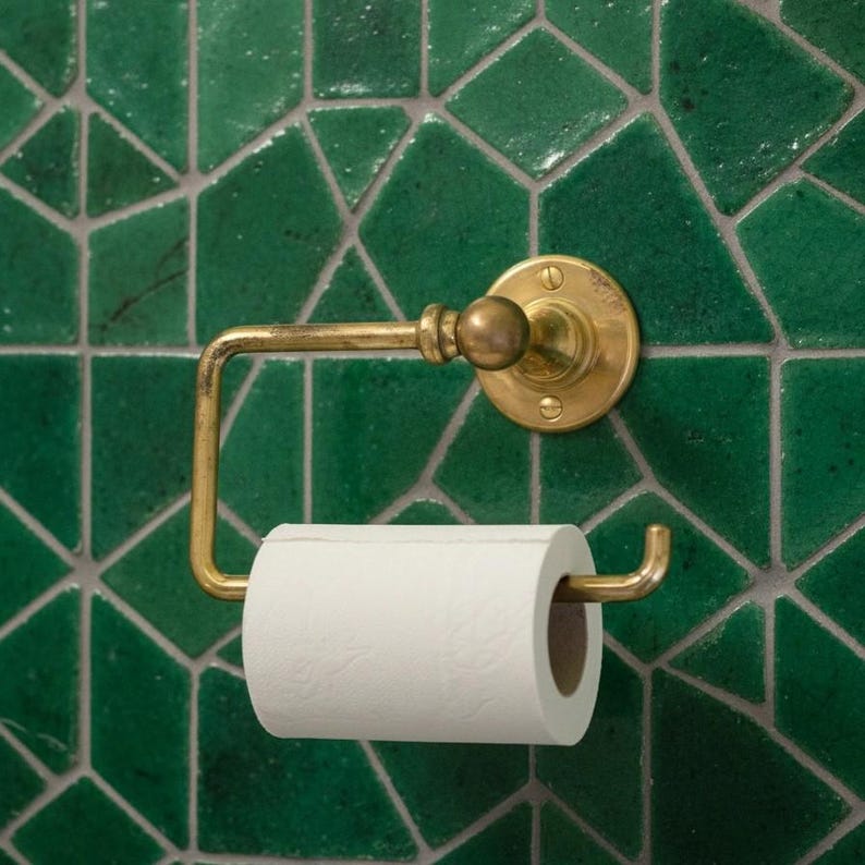 Unlacquered Solid Brass Toilet Paper Holder – Vintage Wall Mount