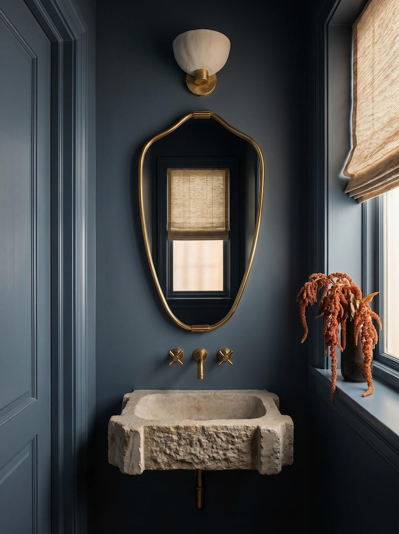 Shield Brass Vanity Mirror | Italian Style Wall Decor