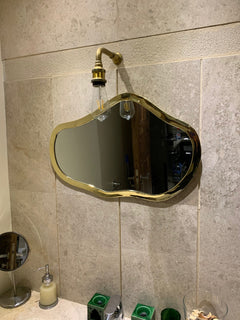 Varaudu Asymmetrical Mirror Wall Brass Mirror 369099721 - Antique Brass Bathroom Mirror, Vanity Wall Decor
