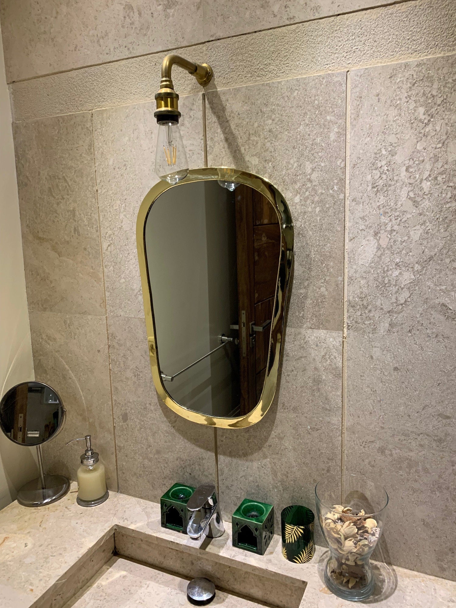 Varaudu Gold Mirror Brass Mirror Handmade Mirror Bathroom Mirror Golden Wall Mirror 369099715 - Antique Brass Bathroom Mirror, Vanity Wall Decor