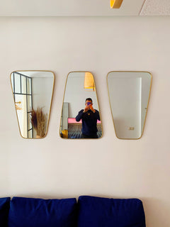 Varaudu Gold Wall Brass Mirror Triangle Mirror 369099720 - Antique Brass Bathroom Mirror, Vanity Wall Decor