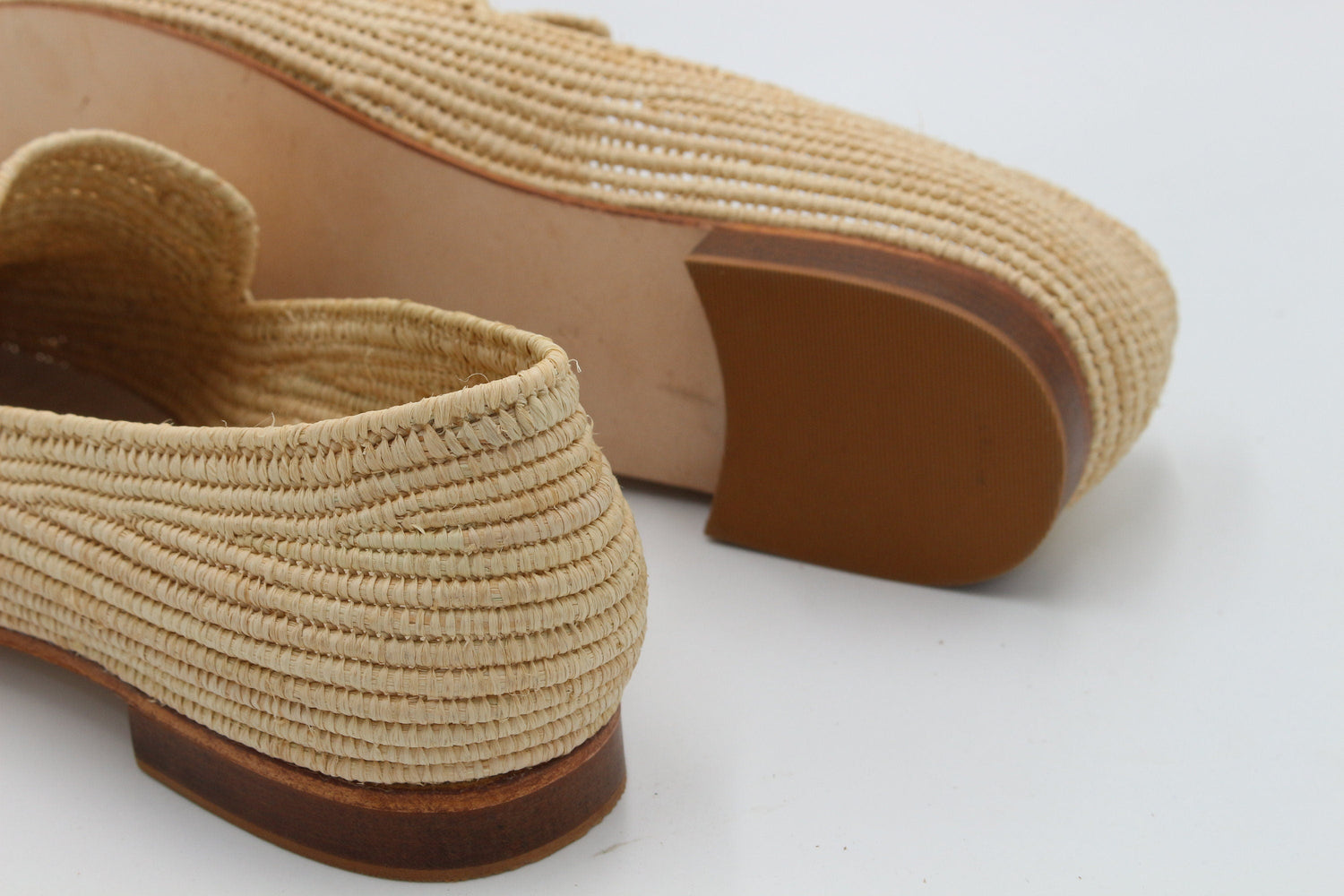 Classic Raffia Loafers – Copper & Natural Minimal Style