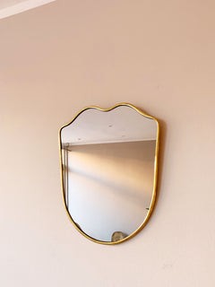 Varaudu Brass Frame Wall Mirror Modern Aesthetic Mirror 369099698 - Antique Brass Bathroom Mirror, Vanity Wall Decor