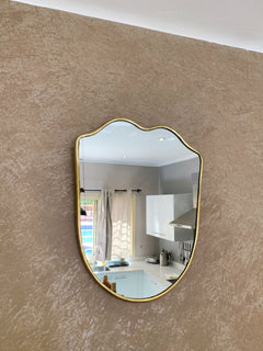 Varaudu Brass Frame Wall Mirror Modern Aesthetic Mirror 369099698 - Antique Brass Bathroom Mirror, Vanity Wall Decor