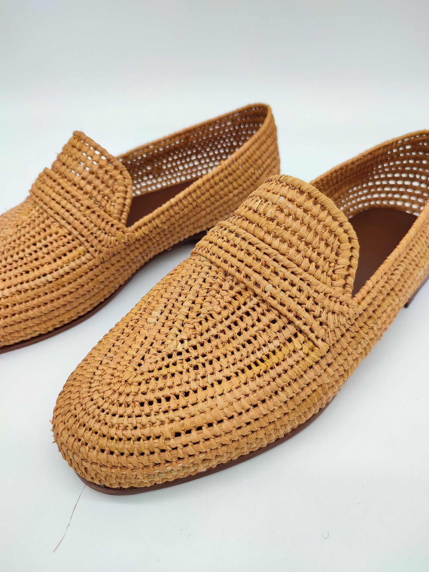 Classic Raffia Loafers – Copper & Natural Minimal Style