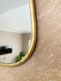 Varaudu Gold Wall Brass Mirror Triangle Mirror 369099705 - Antique Brass Bathroom Mirror, Vanity Wall Decor