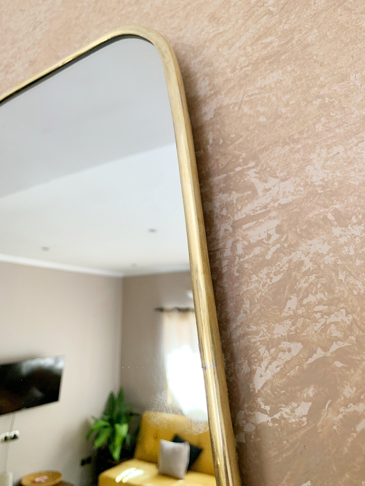 Varaudu Gold Wall Brass Mirror Triangle Mirror 369099705 - Antique Brass Bathroom Mirror, Vanity Wall Decor