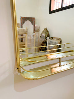 Varaudu Brass Mirror With Shelf Wall Storage Bathroom 373252895 - Antique Brass Bathroom Mirror, Vanity Wall Decor