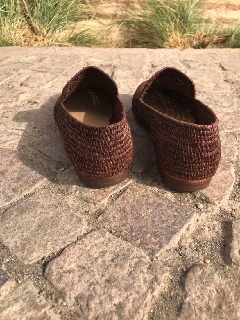 Handwoven Raffia Loafers – Minimalist Moroccan Slip-On Shoes