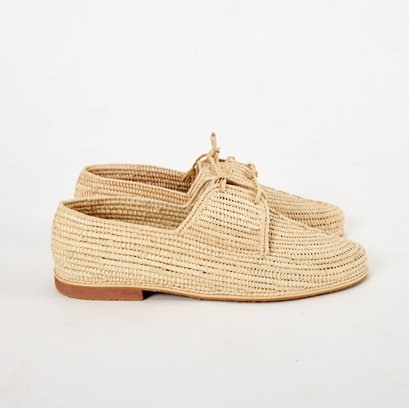 Minimal Raffia Lace-Up Shoes – Handwoven Natural Style