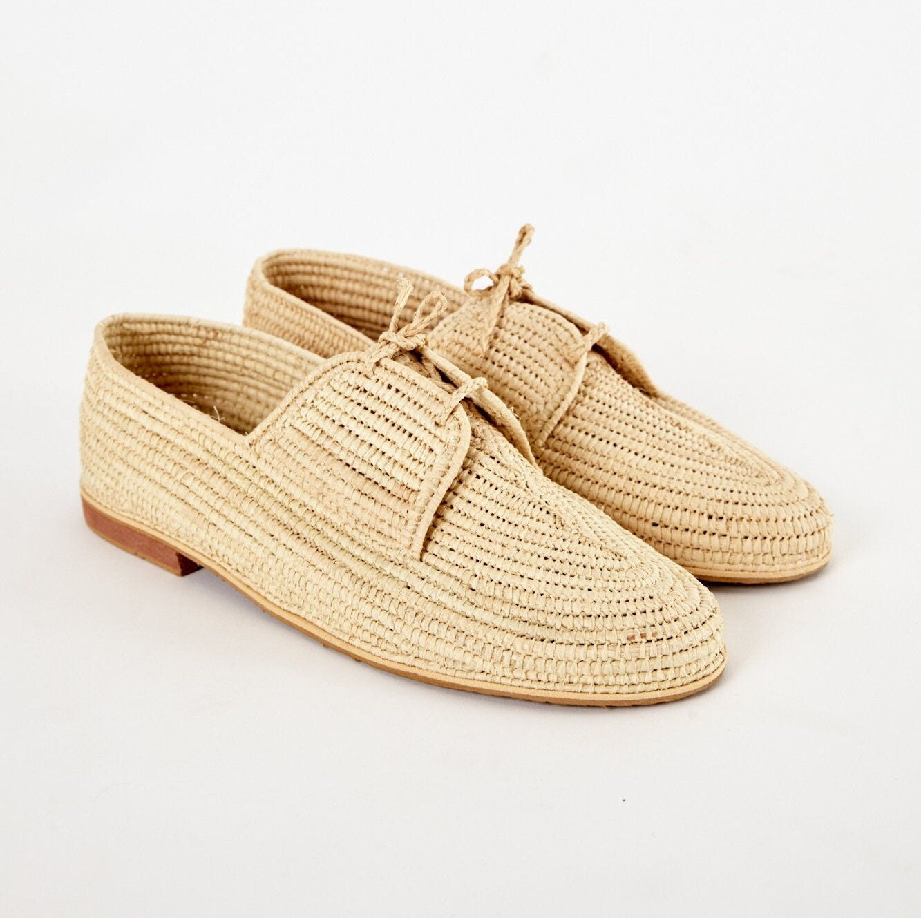 Minimal Raffia Lace-Up Shoes – Handwoven Natural Style