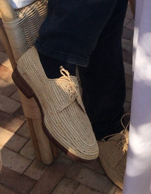 Minimal Raffia Lace-Up Shoes – Handwoven Natural Style