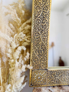 Varaudu Rectangular Brass Mirror Moroccan Brass Wall Mirror 369099706 - Antique Brass Bathroom Mirror, Vanity Wall Decor