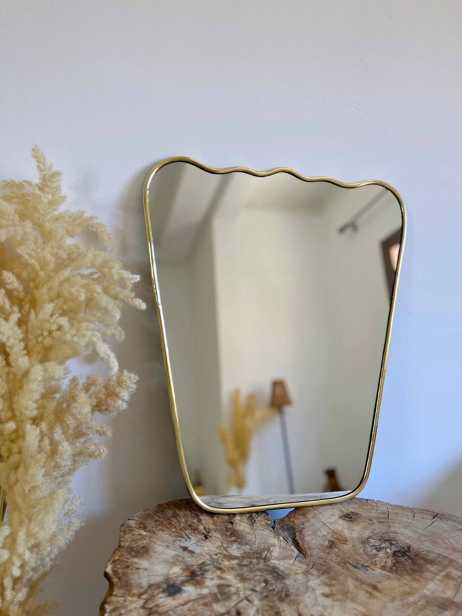 Varaudu Italian Wavy Brass Mirror 369099714 - Antique Brass Bathroom Mirror, Vanity Wall Decor