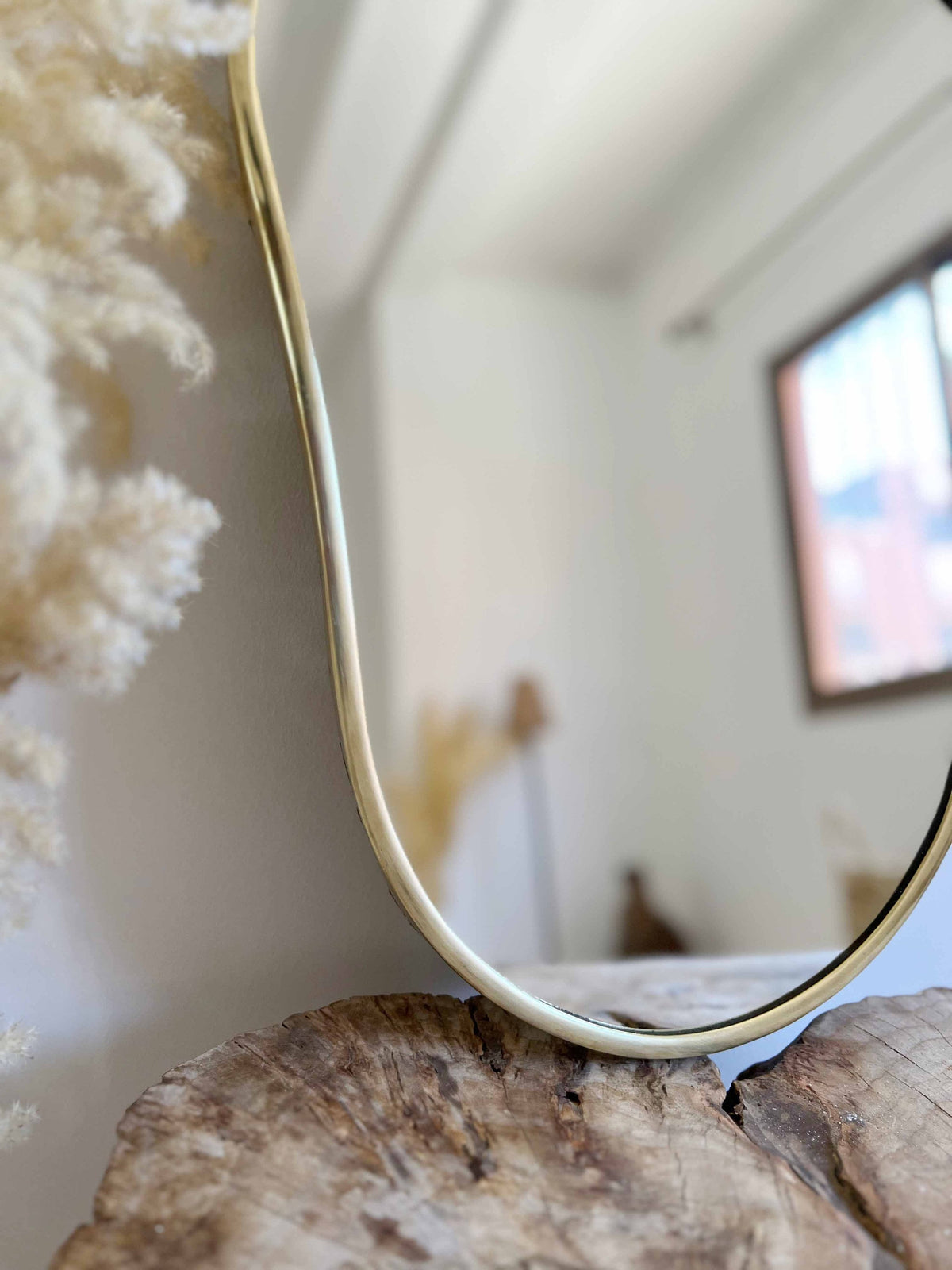 Varaudu Italian Shield Form Brass Wall Mirror 369099688 - Antique Brass Bathroom Mirror, Vanity Wall Decor