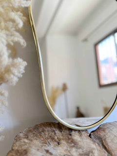 Varaudu Italian Shield Form Brass Wall Mirror 369099688 - Antique Brass Bathroom Mirror, Vanity Wall Decor