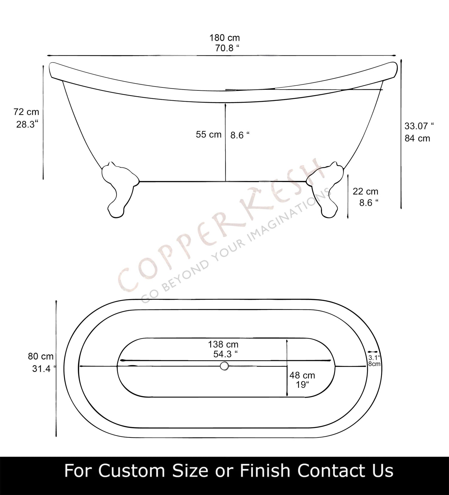 Clawfoot Copper Bathtub Bathroom With Towel Bar