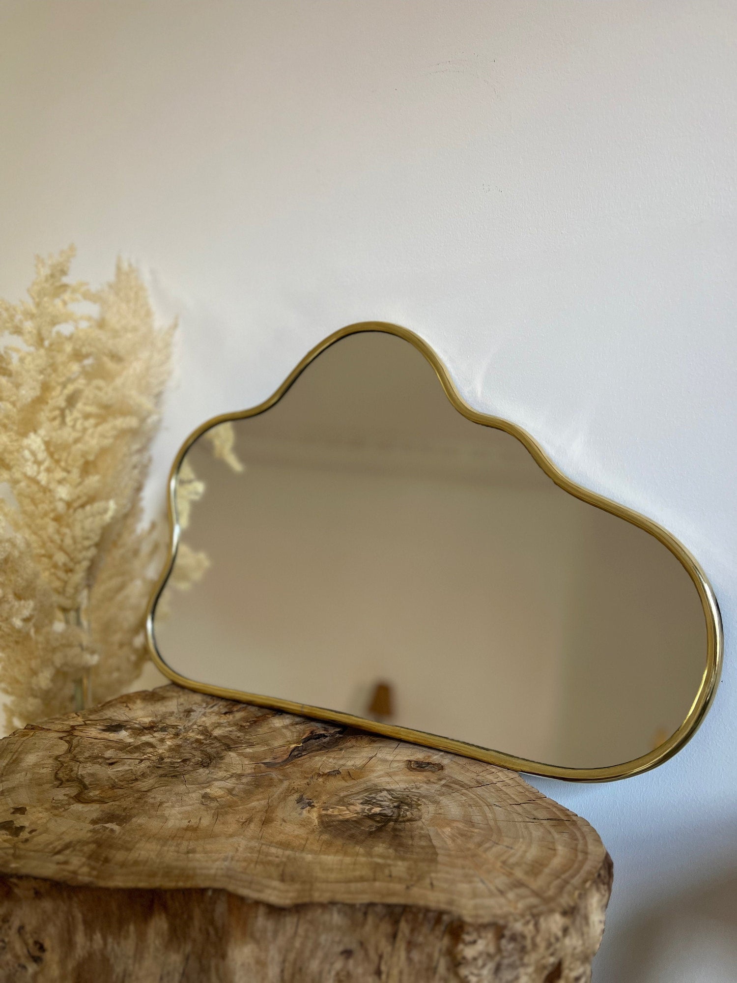 Varaudu Cloud Mirror - Antique Brass Bathroom Mirror, Vanity Wall Decor